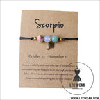 Natural stone beaded tiger eye picture stone bracelet zodiac bracelet - scorpio (card design)