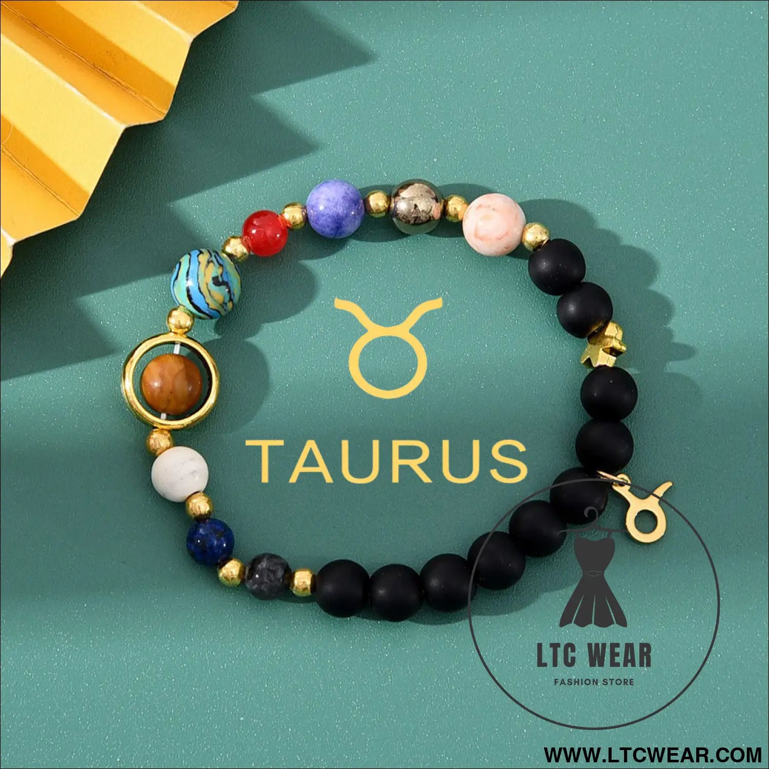 Natural stone beaded tiger eye picture stone bracelet zodiac bracelet - taurus