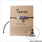 Natural stone beaded tiger eye picture stone bracelet zodiac bracelet - taurus (card style)