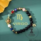 Natural stone beaded tiger eye picture stone bracelet zodiac bracelet - virgo