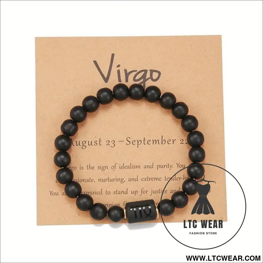 Natural stone beaded tiger eye picture stone bracelet zodiac bracelet - virgo (with card)