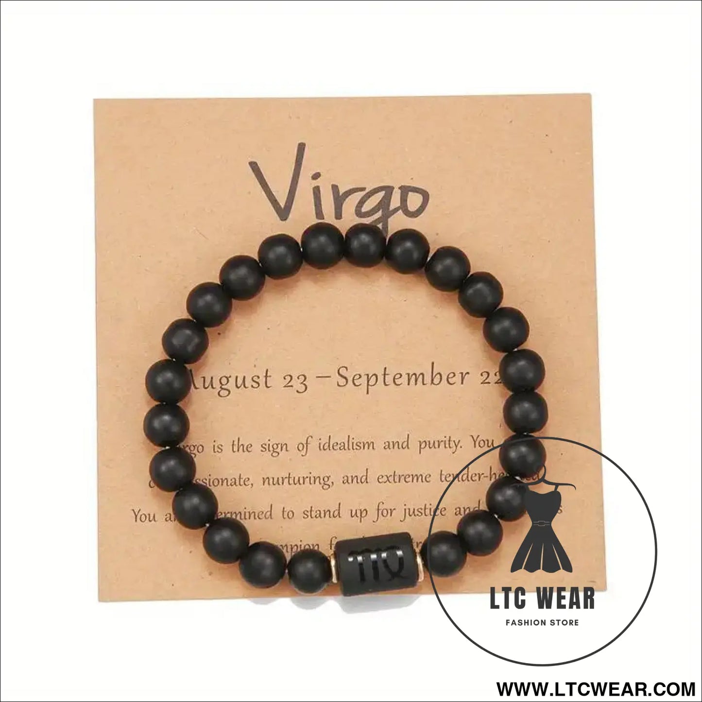 Natural stone beaded tiger eye picture stone bracelet zodiac bracelet - virgo (with card)