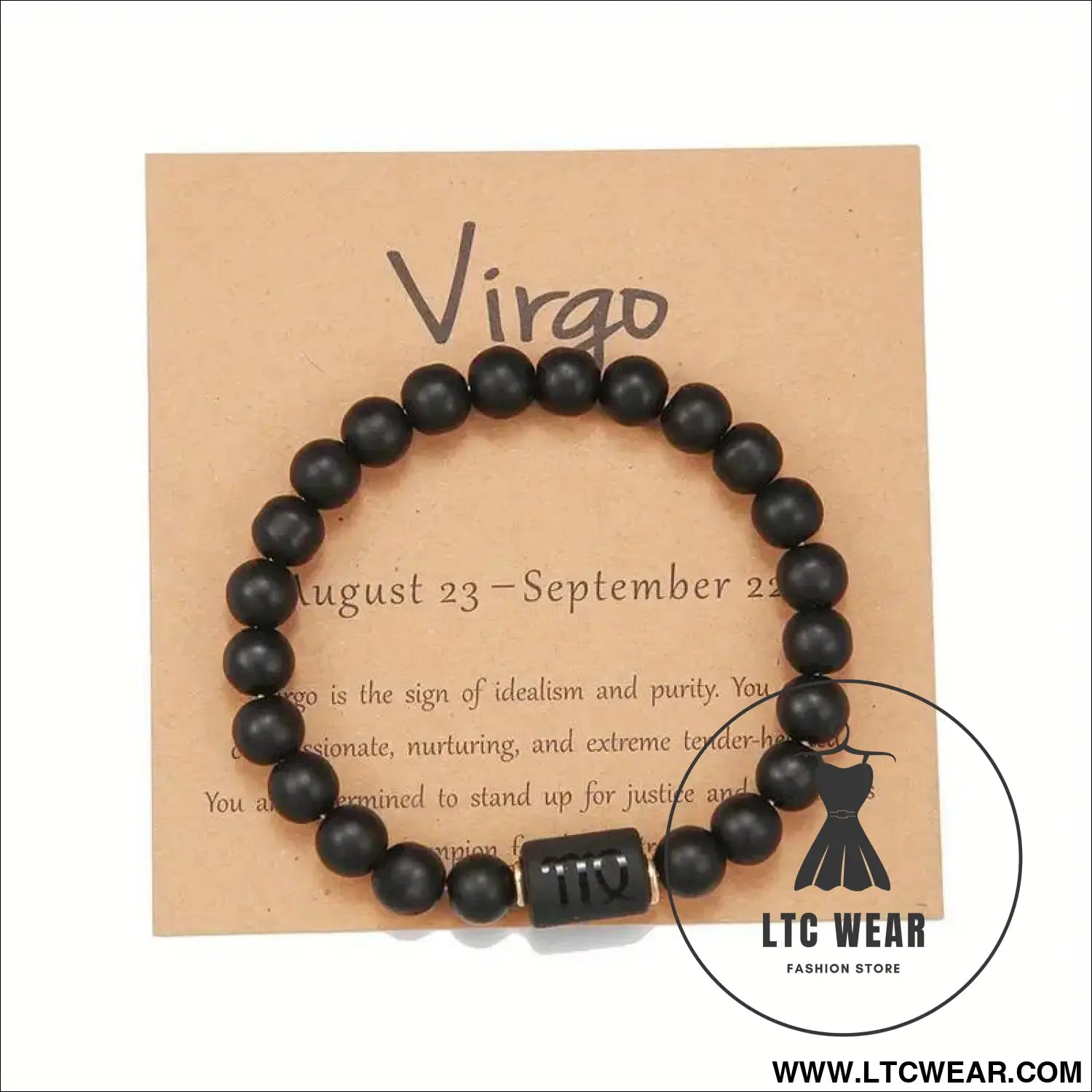 Natural stone beaded tiger eye picture stone bracelet zodiac bracelet - virgo (with card)