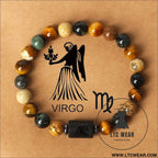 Natural stone beaded tiger eye picture stone bracelet zodiac bracelet - virgo (aug 23 - sep 22) with card