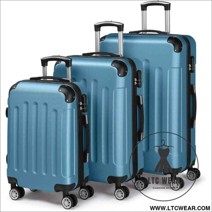 Navy Blue 3Piece Hardshell Rolling Luggage Set