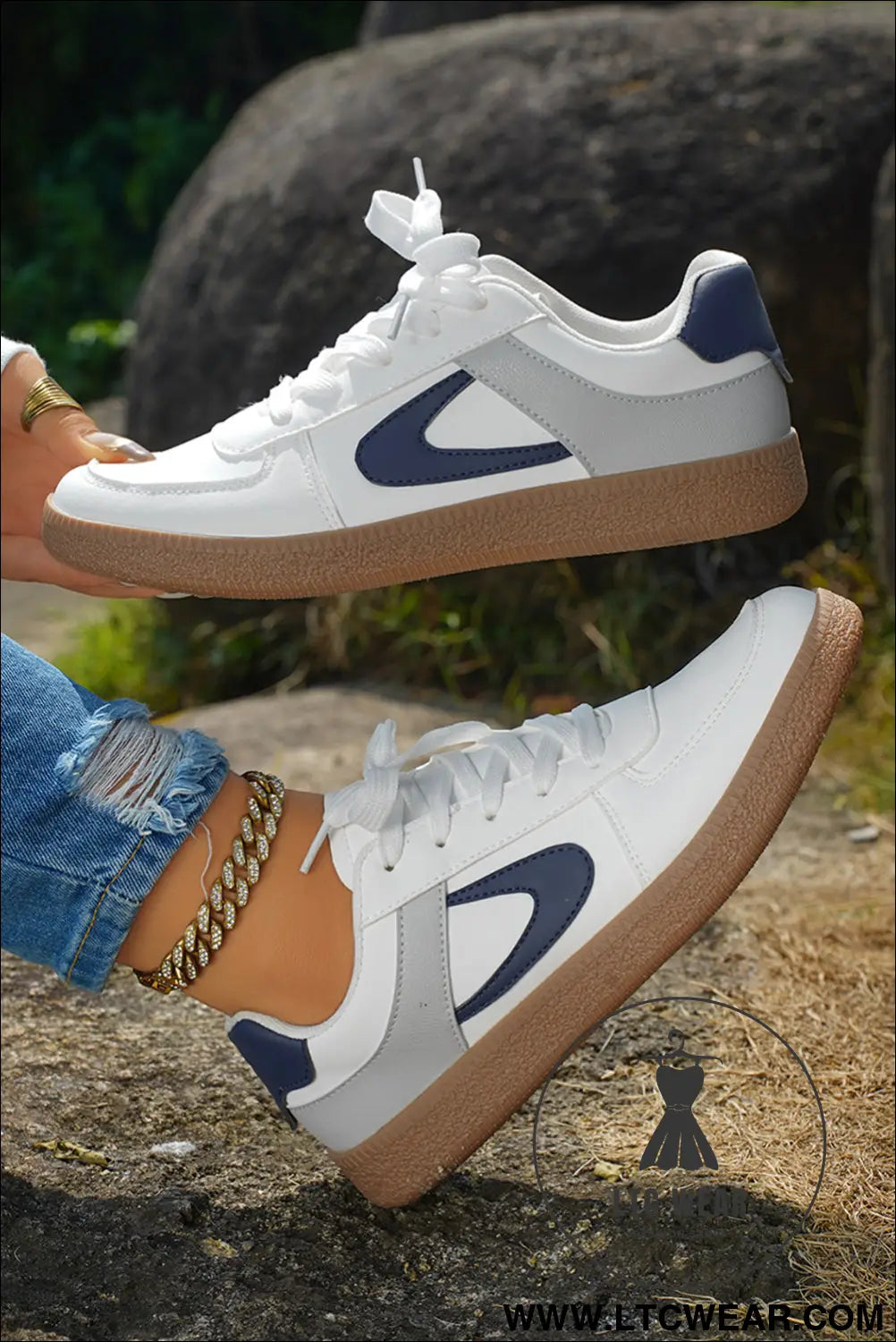 Navy blue pu leather lace up sneakers - navy blue / 37 / fabrica:100% polyester + fabricb:100% tpr - womens shoes