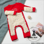 New baby crawling clothes baby mopping crawling clothes english long sleeve one-piece clothes - red + beige / 73cm