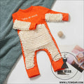 New baby crawling clothes baby mopping crawling clothes english long sleeve one-piece clothes - orange + beige / 73cm