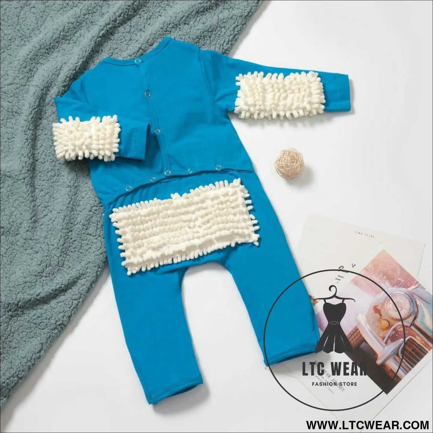 New baby crawling clothes baby mopping crawling clothes english long sleeve one-piece clothes