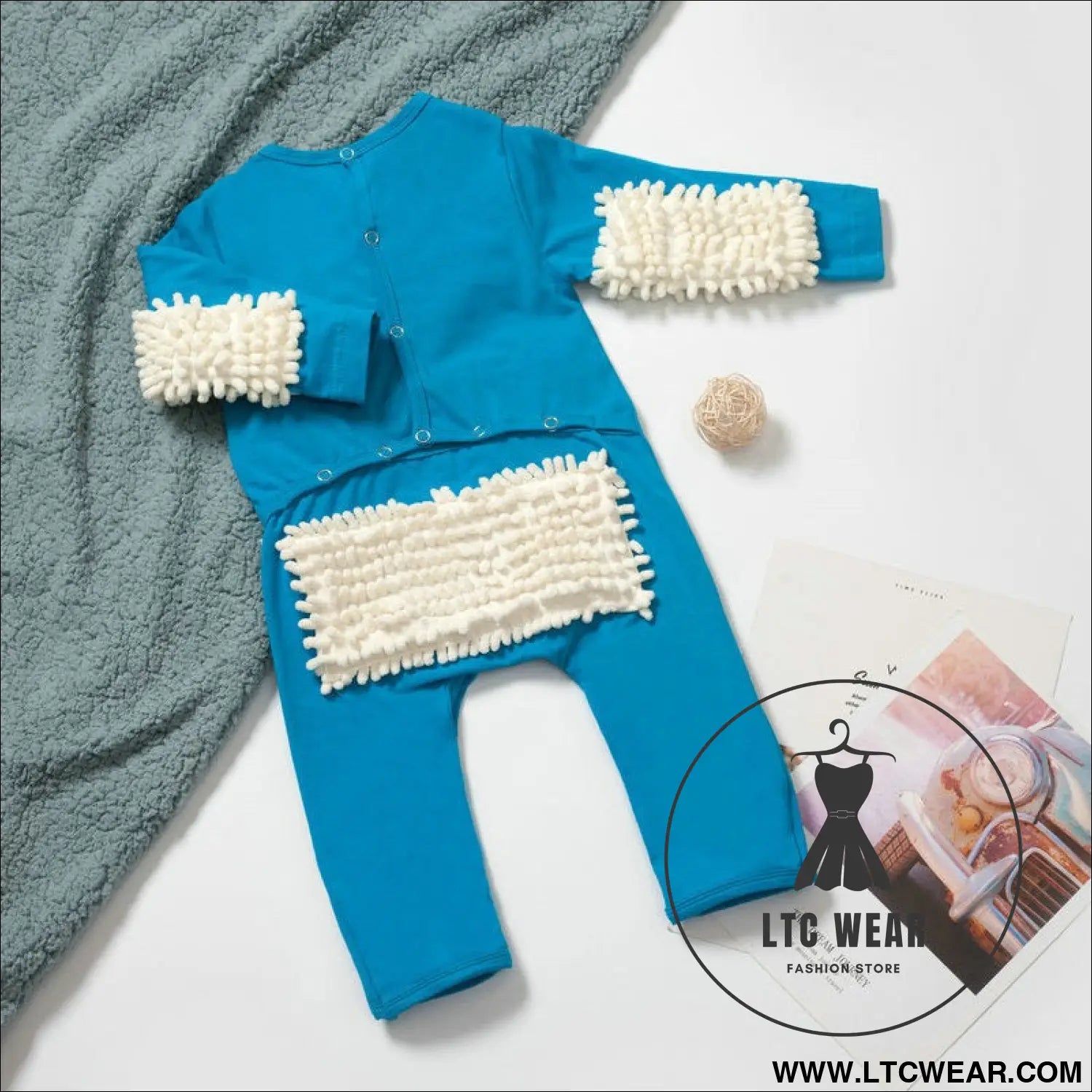 New baby crawling clothes baby mopping crawling clothes english long sleeve one-piece clothes