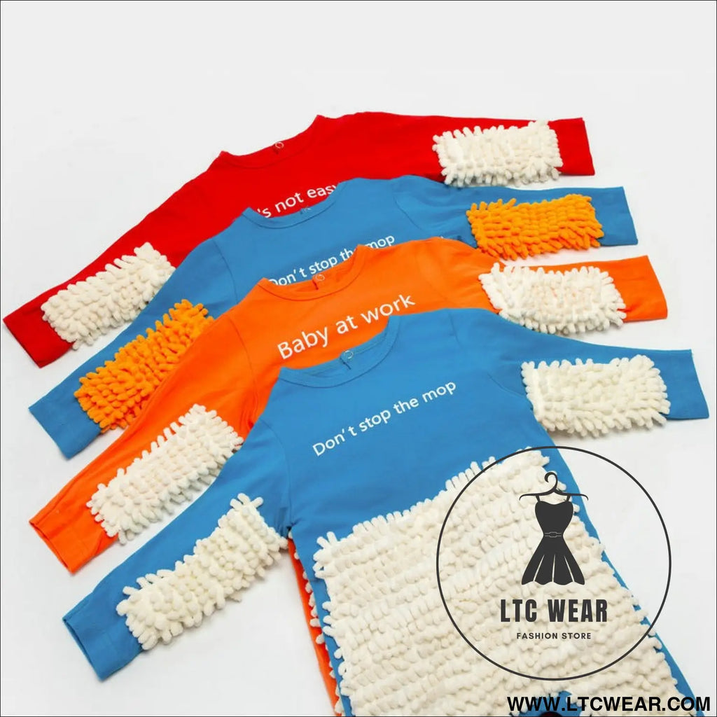 New baby crawling clothes baby mopping crawling clothes english long sleeve one-piece clothes