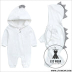 New baby dinosaur hooded cotton jumpsuit for men and women baby long-sleeved romper baby jumpsuit - hy2946w white / 59