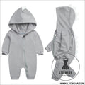 New baby dinosaur hooded cotton jumpsuit for men and women baby long-sleeved romper baby jumpsuit - hy2946a grey / 59