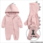 New baby dinosaur hooded cotton jumpsuit for men and women baby long-sleeved romper baby jumpsuit - hy2946p pink / 59