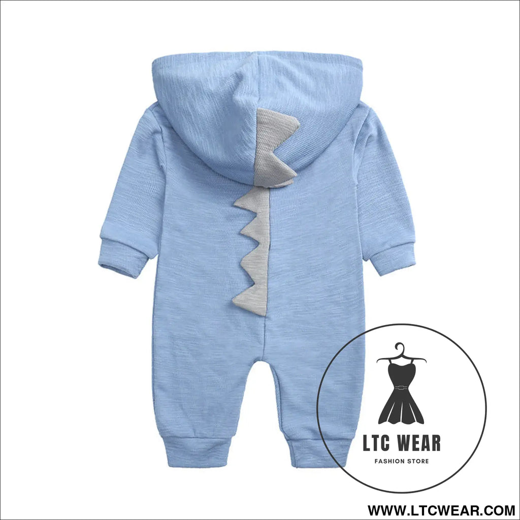 New baby dinosaur hooded cotton jumpsuit for men and women baby long-sleeved romper baby jumpsuit