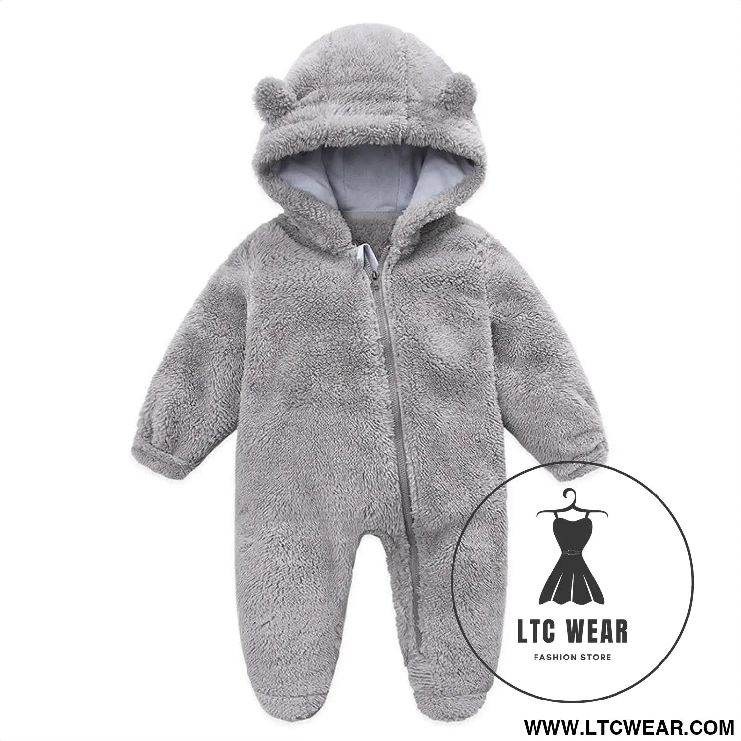 New baby open bag handbag feet flannel autumn winter one-piece crawling suit - grey / 3m