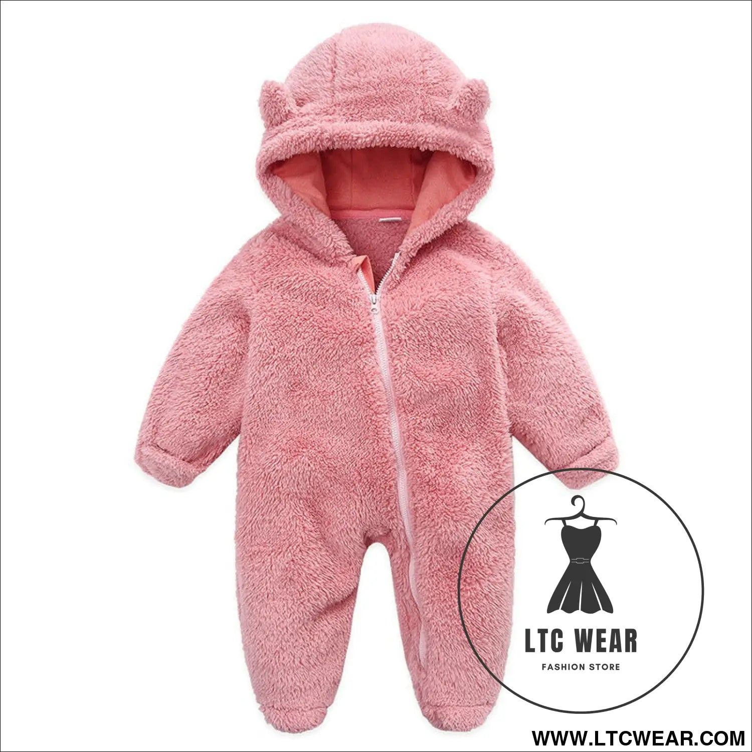 New baby open bag handbag feet flannel autumn winter one-piece crawling suit - pink / 3m