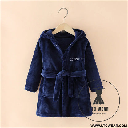 New children’s clothing home clothes male and female baby bathrobe cartoon flannel hooded children’s nightgown