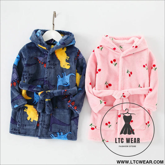 New children’s clothing home clothes male and female baby bathrobe cartoon flannel hooded children’s nightgown