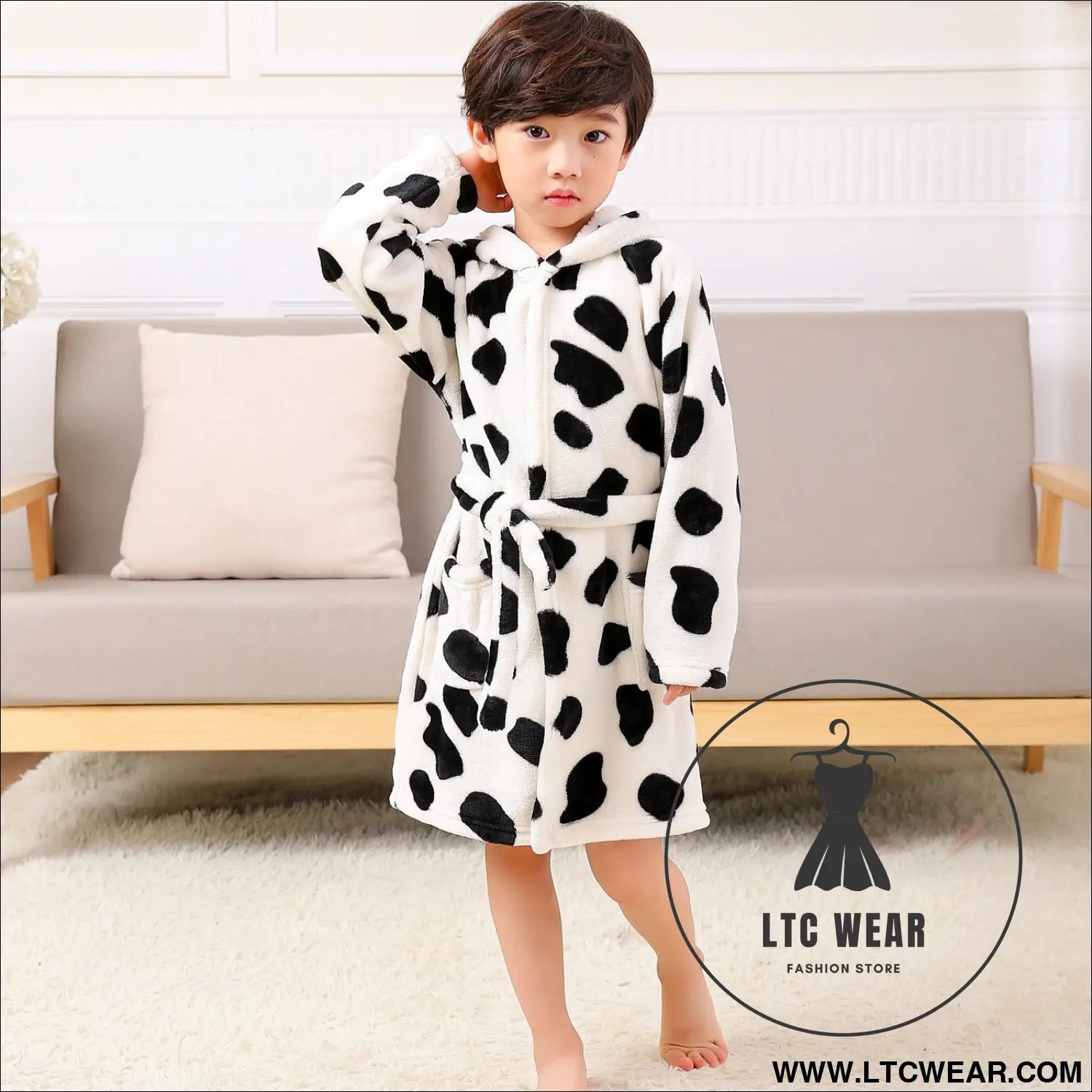 New children’s clothing home clothes male and female baby bathrobe cartoon flannel hooded children’s nightgown - great