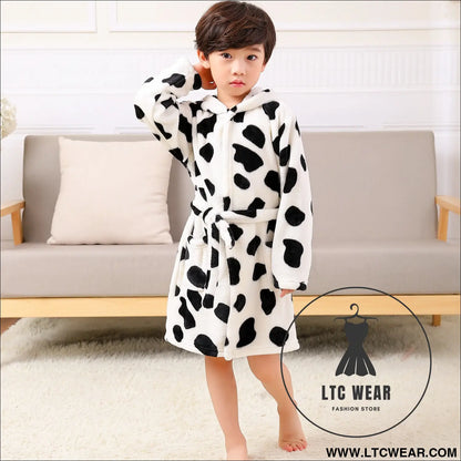 New children’s clothing home clothes male and female baby bathrobe cartoon flannel hooded children’s nightgown - great