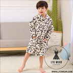 New children’s clothing home clothes male and female baby bathrobe cartoon flannel hooded children’s nightgown - white