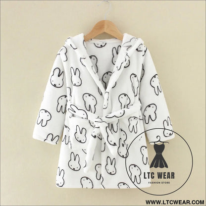 New children’s clothing home clothes male and female baby bathrobe cartoon flannel hooded children’s nightgown