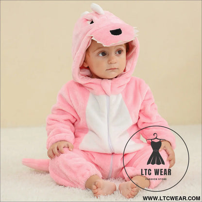 New children’s flannel crawling clothes baby jumpsuit baby pajamas cross-border dinosaur jumpsuit
