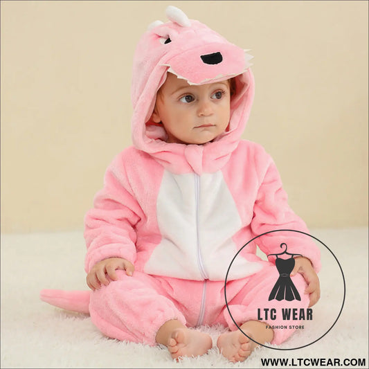 New children’s flannel crawling clothes baby jumpsuit baby pajamas cross-border dinosaur jumpsuit