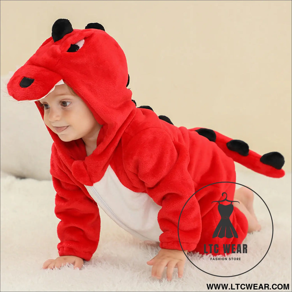 New children’s flannel crawling clothes baby jumpsuit baby pajamas cross-border dinosaur jumpsuit