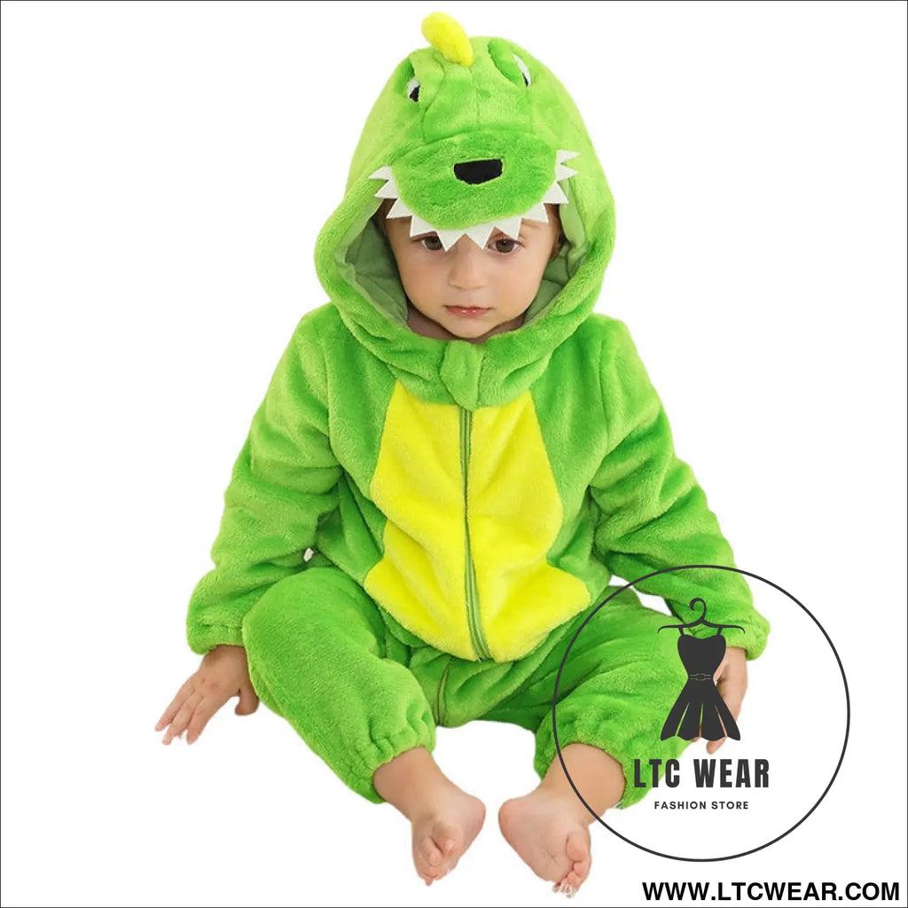 New children’s flannel crawling clothes baby jumpsuit baby pajamas cross-border dinosaur jumpsuit