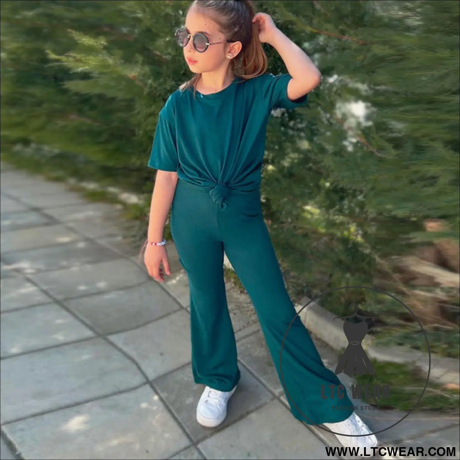 New fashion casual solid color boys and girls suits ins wind t-shirt short-sleeved suits