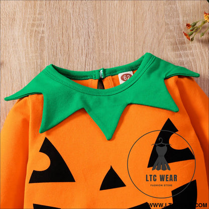 New halloween baby long sleeve pumpkin smiley long sleeve one piece