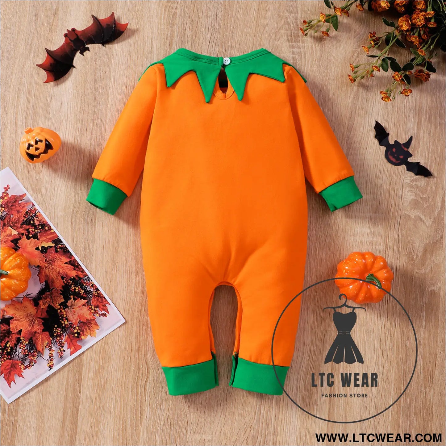 New halloween baby long sleeve pumpkin smiley long sleeve one piece
