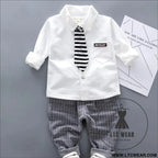 New style two-piece set of stylish spring clothing for small and medium-sized boys men’s baby shirt dress children’s