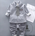 New style two-piece set of stylish spring clothing for small and medium-sized boys men’s baby shirt dress children’s