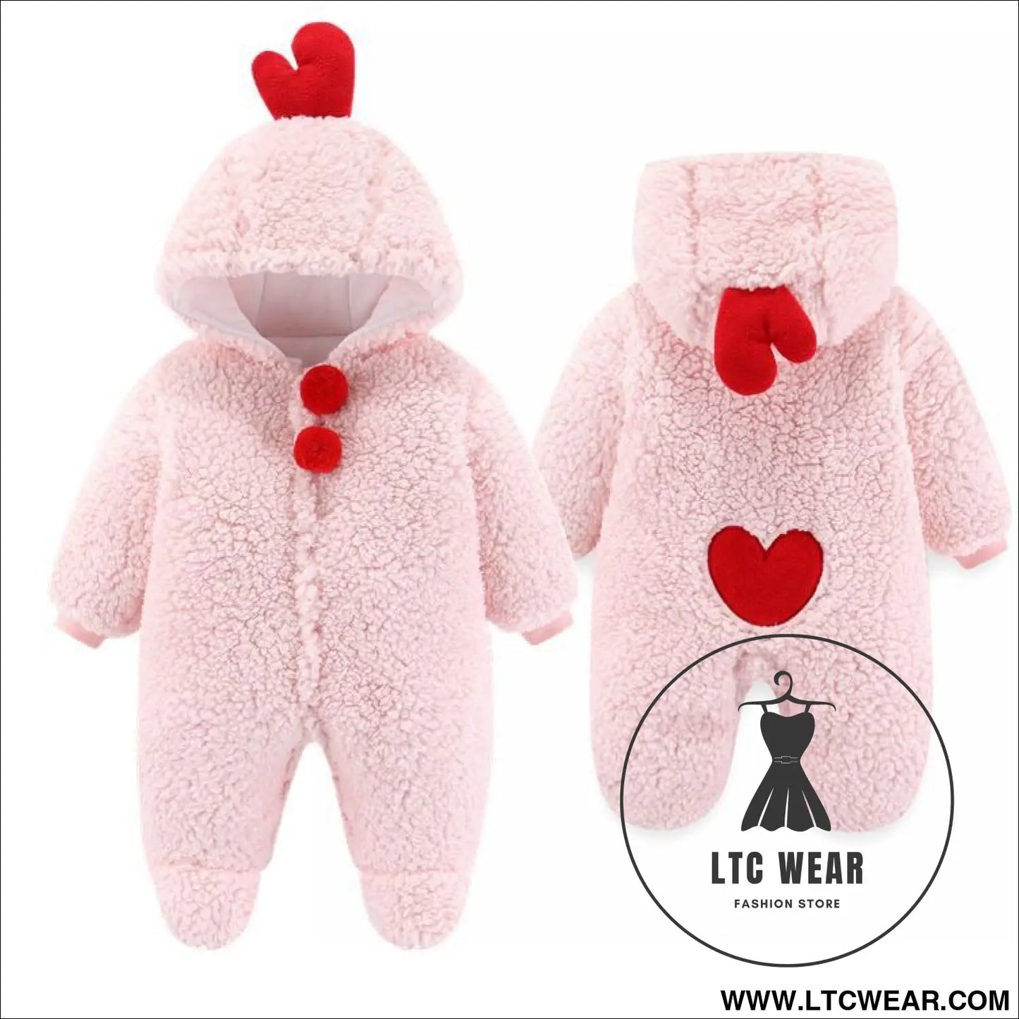 Newborn baby clothes onesie autumn and winter suit netflix thickened warm baby out holding clothes winter - love heart