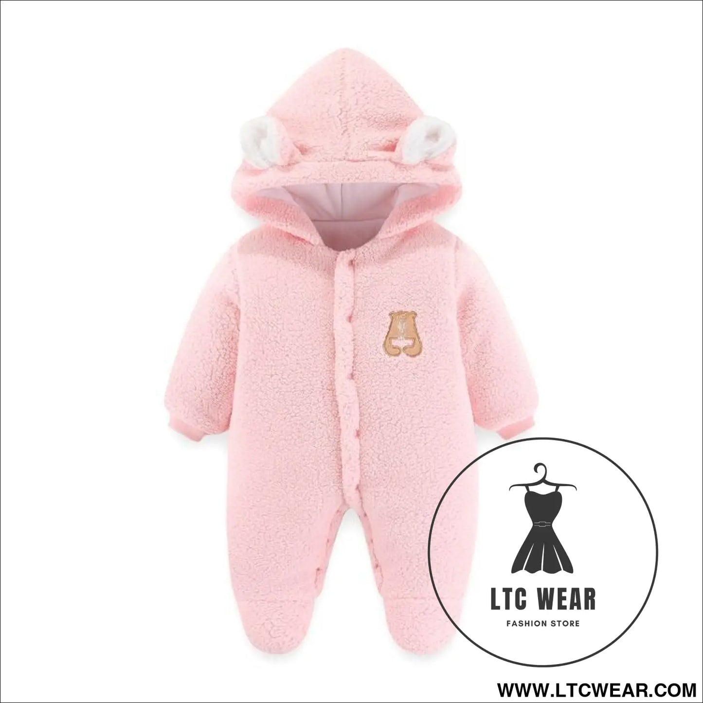 Newborn baby clothes onesie autumn and winter suit netflix thickened warm baby out holding clothes winter - pink / 59cm