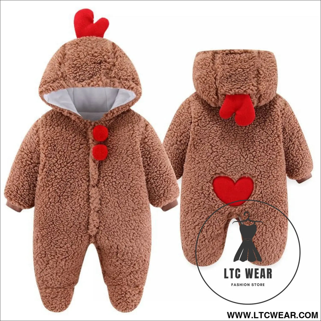 Newborn baby clothes onesie autumn and winter suit netflix thickened warm baby out holding clothes winter - love heart