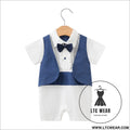 Newborn baby jumpsuit british style short sleeved male baby gentleman one year old dress baby jumpsuit - lt223zf006d