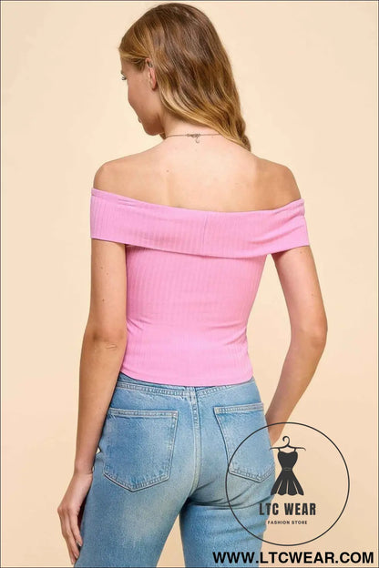 Off Shoulder Ribbed Top