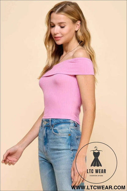 Off Shoulder Ribbed Top