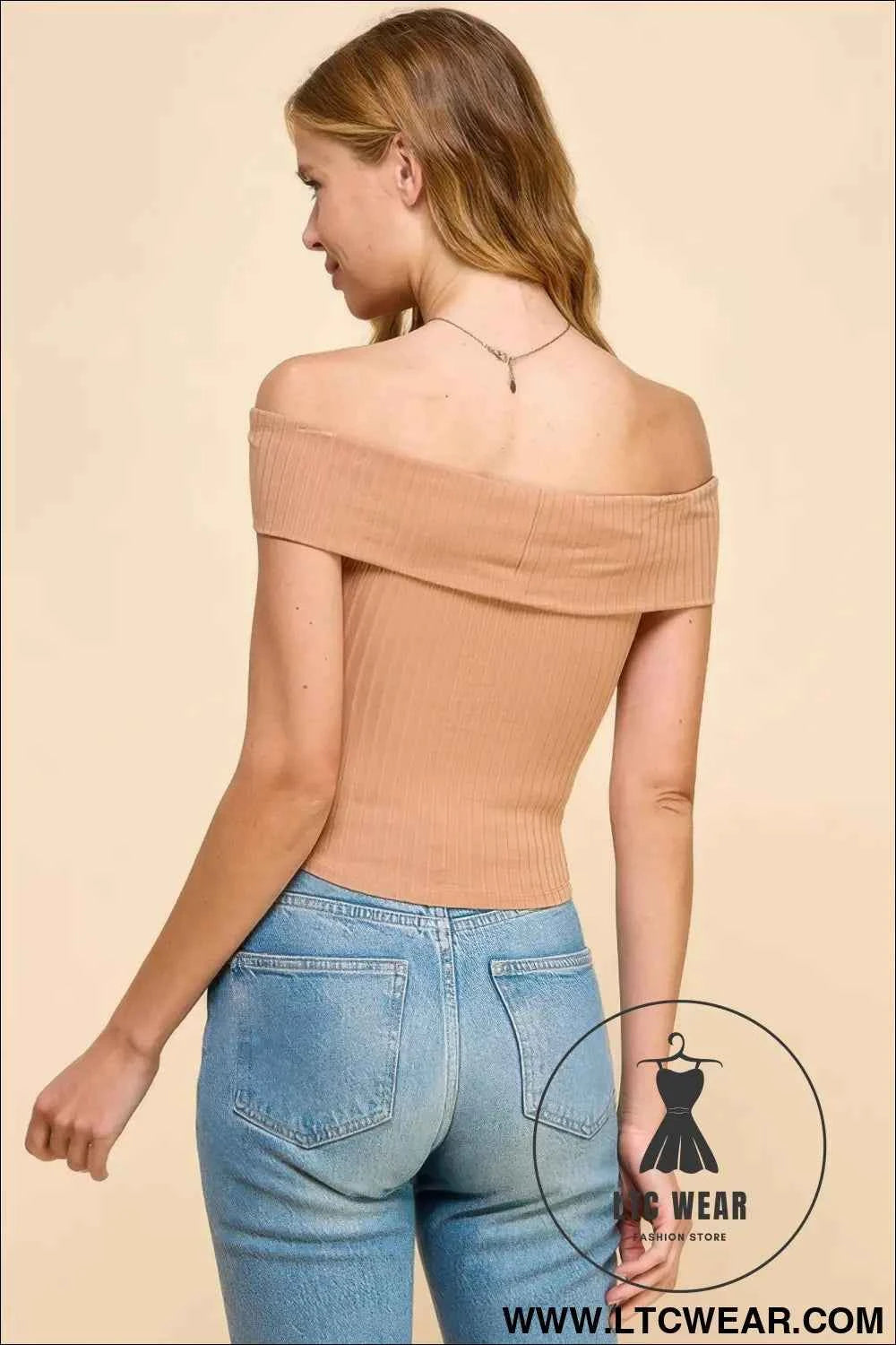 Off Shoulder Ribbed Top