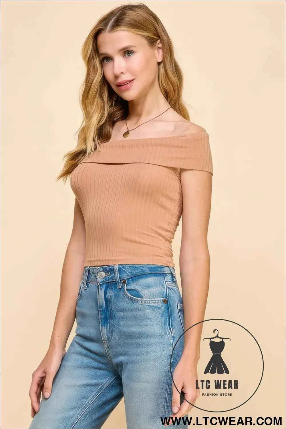 Off Shoulder Ribbed Top