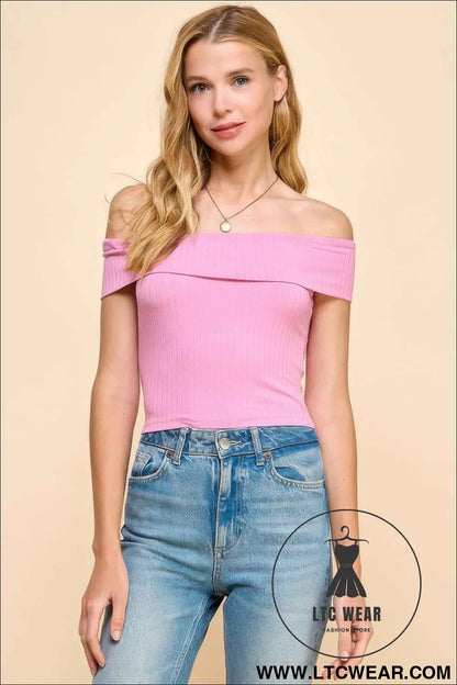 Off Shoulder Ribbed Top