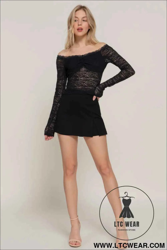 Off The Shoulder Stretch Lace Top