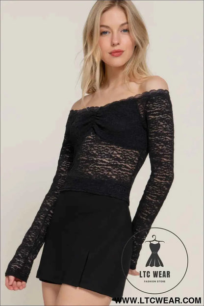 Off The Shoulder Stretch Lace Top
