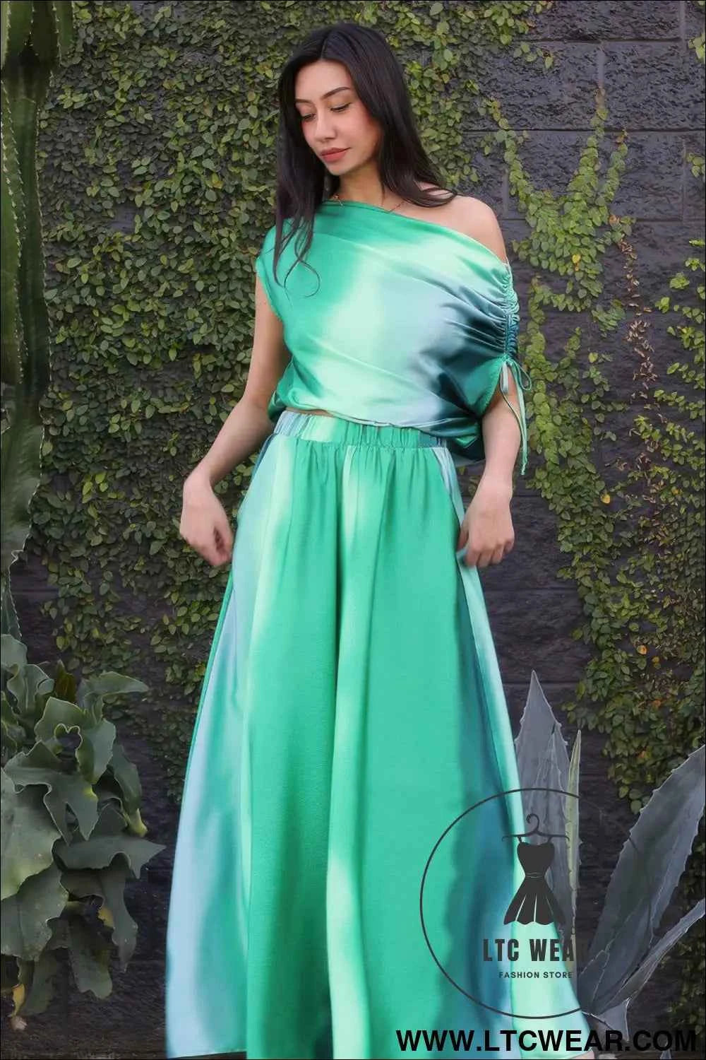 Ombre Satin Extra Wide Legs Pants