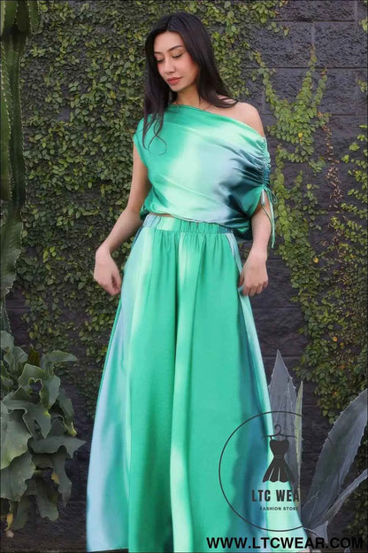 Ombre Satin Extra Wide Legs Pants