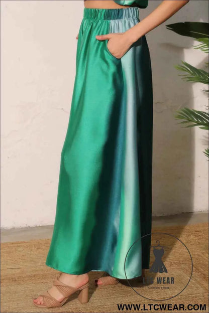 Ombre Satin Extra Wide Legs Pants